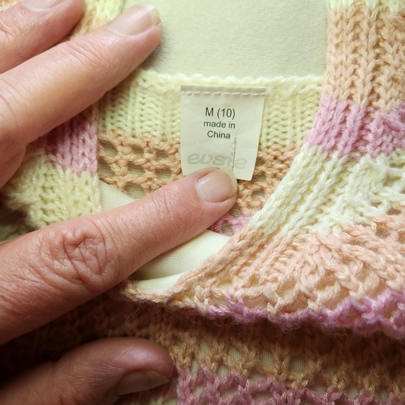 Evsie By Maurices Jr Girls Sz M Pink And Cream Crochet Top Lined - Picture 3 of 9